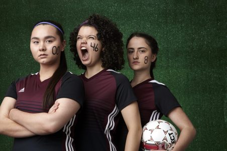 William Clark. The Wolves - Jungle Theater 2018 Season Photo by William Clark, courtesy of Jungle Theater. Three of the fierce soccer players in "The Wolves" this spring.